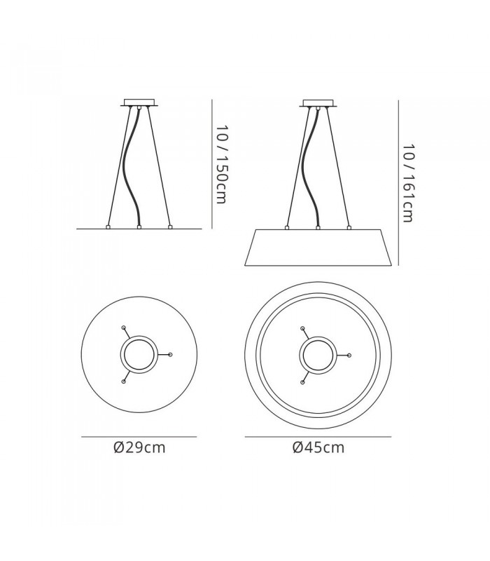 Ceiling Pendant Kit 43cm, Polished Chrome, White Acrylic - 2