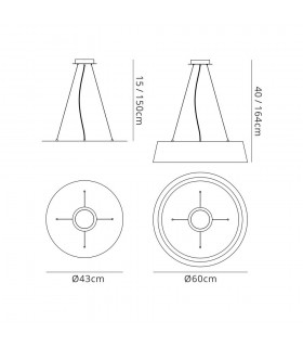 Ceiling Pendant Kit 59cm, Polished Chrome, White Acrylic - 2