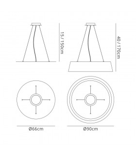 Ceiling Pendant Kit 90cm, Polished Chrome, White Acrylic - 2