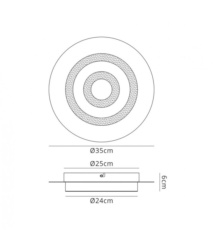 Flush Light 35cm Round 18W LED 4000K, 1800lm, Polished Chrome, Sand Diamond - 2