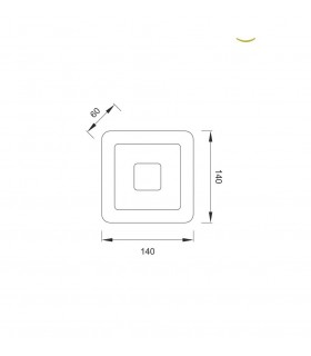 Wall Lamp 14cm Square 4W LED 4000K, 360lm, Aluminium, Acrylic - 2