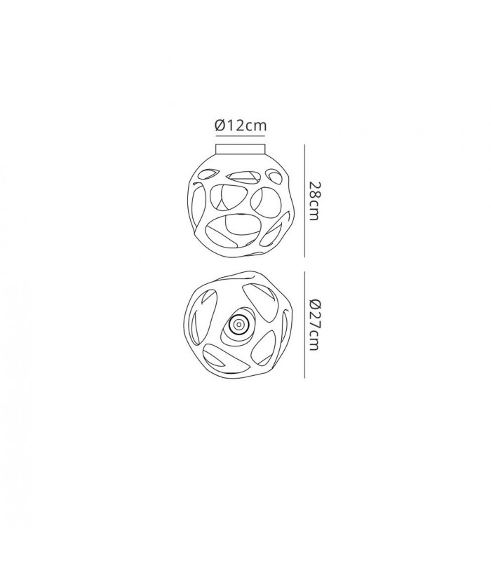 Ceiling 1 Light E27, Gloss White, Polished Chrome - 2