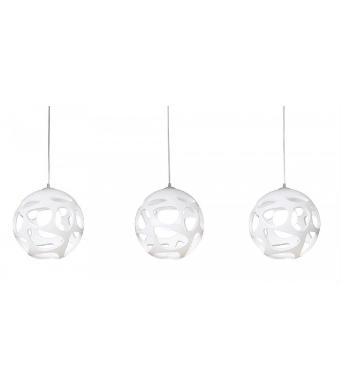 Ceiling Pendant 3 Light E27 Line, Gloss White, Polished Chrome - 5