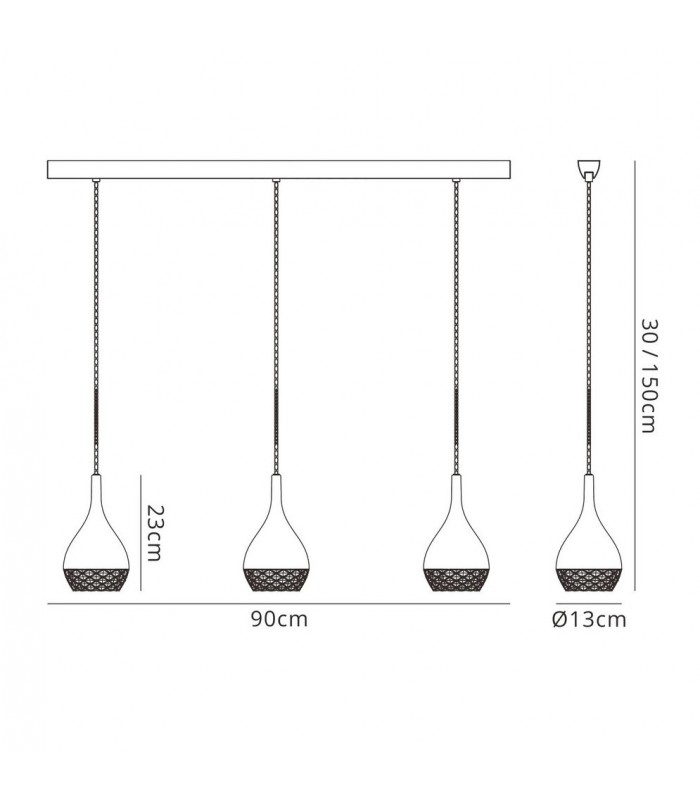 Ceiling Pendant 3 Light GU10 Line Polished Chrome - 2