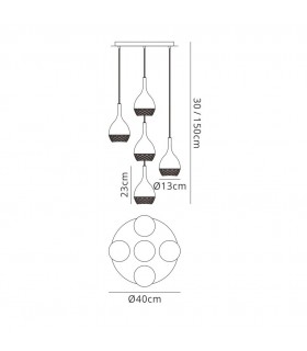 Ceiling Cluster Pendant 5 Light GU10 Round Polished Chrome - 2