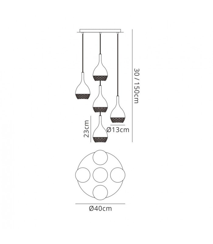 Ceiling Cluster Pendant 5 Light GU10 Round Polished Chrome - 2