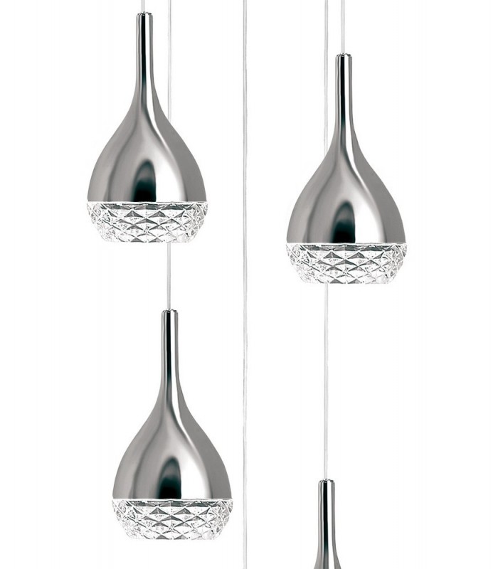 Ceiling Cluster Pendant 5 Light GU10 Round Polished Chrome - 4