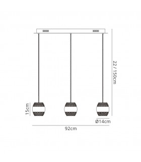 Ceiling Pendant 3 X 6W LED 3000K Line Polished Chrome, Glass, 3240lm, - 2