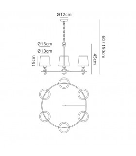Ceiling Pendant 6 Light E27 with Taupe Shades Brown Oxide - 2