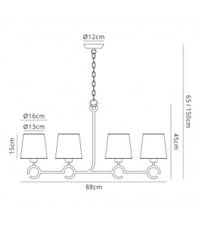 Ceiling Pendant 4 Light Line E27 with Taupe Shades Brown Oxide - 2