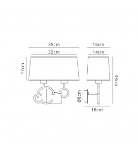 Wall Lamp 2 Light E27 with Taupe Shade Brown Oxide - 2