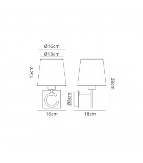 Wall Lamp 1 Light E27 with Taupe Shade Brown Oxide - 2