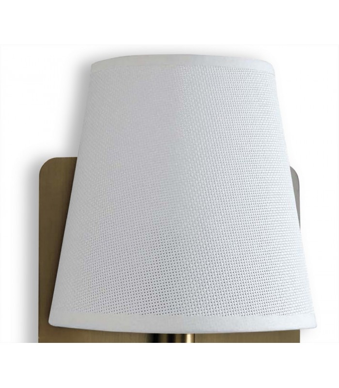 Wall Lamp with Large Back Plate 1 Light E27 + Reading Light 3W LED with White Shade Bronze 4000K, 200lm, - 4