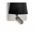 Wall Lamp with Large Back Plate 1 Light E27 + Reading Light 3W LED with Black Shade Satin Nickel 4000K, 200lm, - 3