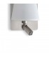 Wall Lamp with Large Back Plate 1 Light E27 + Reading Light 3W LED with White Shade Satin Nickel 4000K, 200lm, - 3
