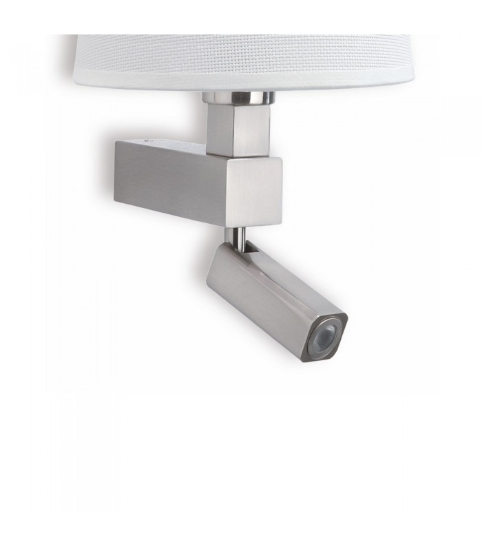 Wall Lamp 1 Light (SHADE SOLD SEPARATELY) E27 + Reading Light 3W LED Satin Nickel 4000K, 200lm, - 3