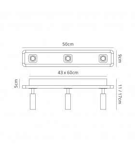 Spotlight 3 Head with Backlit Light 3x5W+15W LED White, 2200lm, 4000K - 2