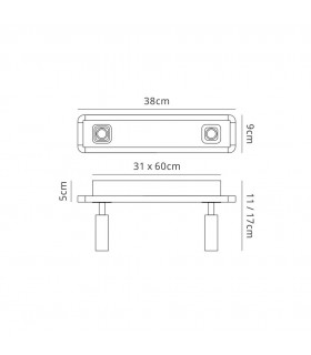 Spotlight 2 Head with Backlit Light 2x5W+10W LED White, 1500lm, 4000K - 2