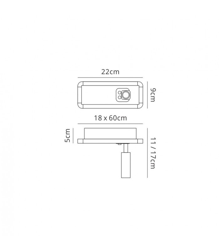 Wall Lamp Head with Backlit Light 10W LED White 4000K, 700lm, - 2