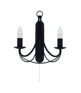 2 Light Indoor Candle Wall Light Black, E14 - 1