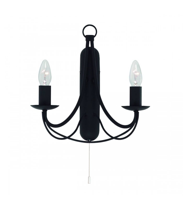 2 Light Indoor Candle Wall Light Black, E14 - 1