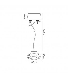 Floor Lamp 2 Light E27 with White Shade Polished Chrome, Clear Crystal - 2