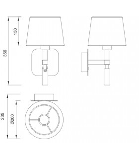 Wall Lamp 1 Light (SHADE SOLD SEPARATELY) E27 + Reading Light 3W LED 4000K, 200lm, Matt White, Polished Chrome - 2