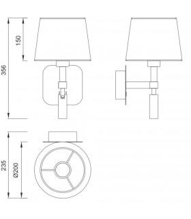 Wall Lamp 1 Light (SHADE SOLD SEPARATELY) E27 + Reading Light 3W LED Black, Polished Chrome 4000K, 200lm, - 2