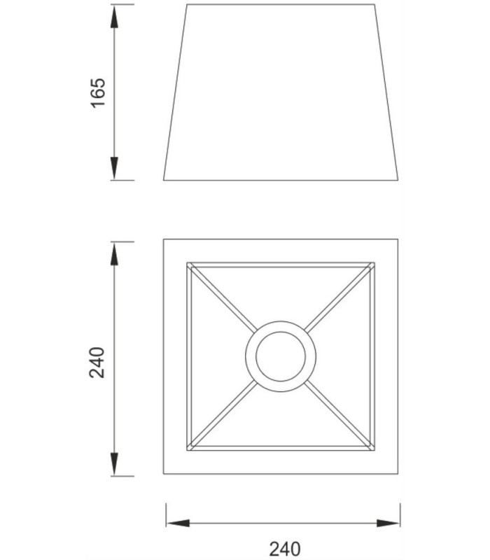 White Square Shade 240, 240x 165mm, Suitable for Table Lamps - 2