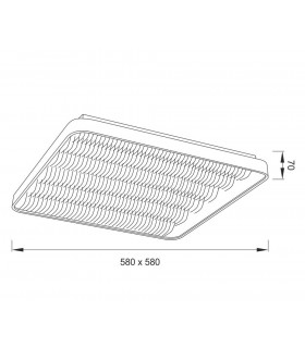Flush Ceiling Light 58cm Square 50W LED 3000K + 6000K, 3120lm, Aluminium, Acrylic - 2