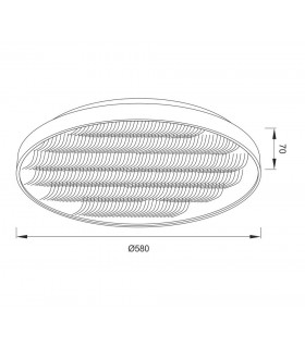 Flush Ceiling Light 58cm Round 50W LED 3000K + 6000K, 3120lm, Aluminium, Acrylic - 2