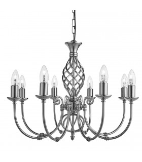 8 Light Chandelier Satin Silver Finish, E14 - 1