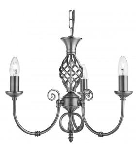 3 Light Multi Arm Ceiling Pendant Satin Silver, E14 - 1