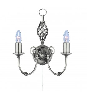 2 Light Indoor Candle Wall Light Satin Silver, E14 - 1