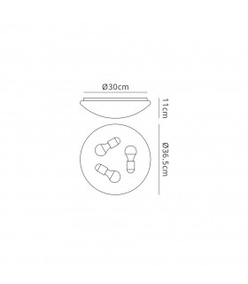 Ceiling, Wall 3x20W Medium, White Acrylic - 2