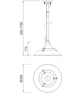 Dome Ceiling Pendant 40W E27 Medium, Oxide Metal, Black Belt - 2