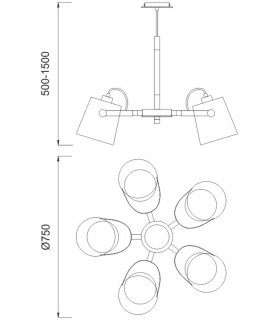 Ceiling Pendant 5 Light 5x23W E27, White, Beech with White Shades - 2