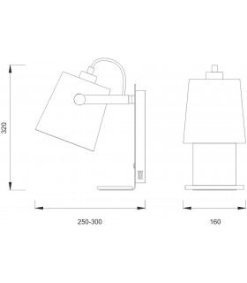 Wall Light with USB Socket, 1x23W E27, White, Beech with White Shade - 2