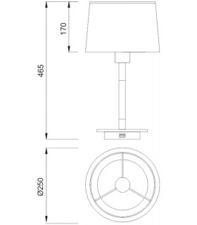 Table Lamp with USB Socket, 1x23W E27, White, Beech with White Shade - 2