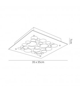 Flush 35cm Square 23.5W LED 4000K Chrome, Crystal Sand, 940lm, - 2