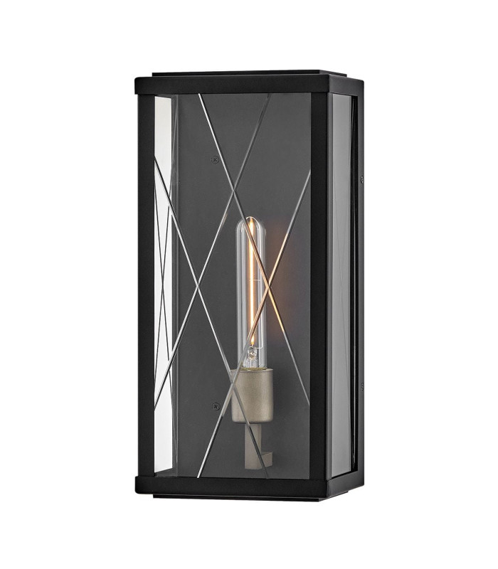 Monte Medium Flush Wall Lantern Black IP44-1