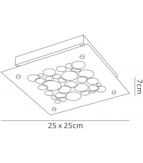 Flush 25cm Square 15.5W LED 4000K Chrome, Crystal Sand, 620lm, - 2