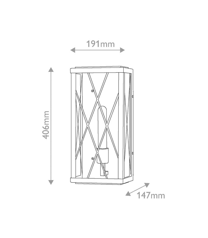 Monte Medium Flush Wall Lantern Black IP44-3
