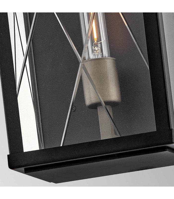 Monte Medium Flush Wall Lantern Black IP44-7