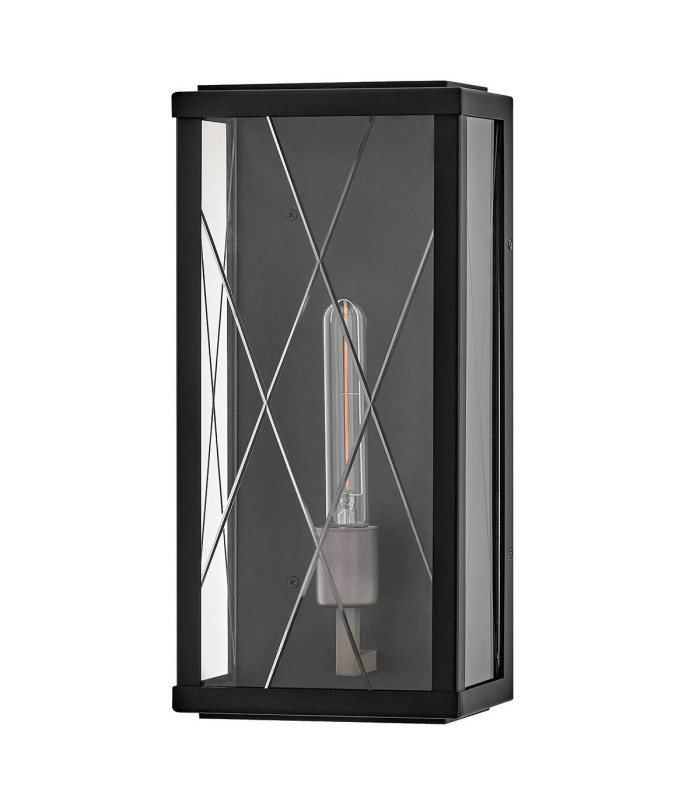 Monte Medium Flush Wall Lantern Black IP44-9