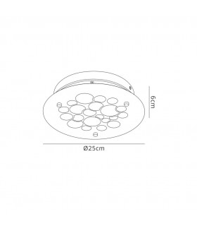 Flush 25cm Round 15.5W LED 4000K Chrome, Crystal Sand, 620lm, - 2