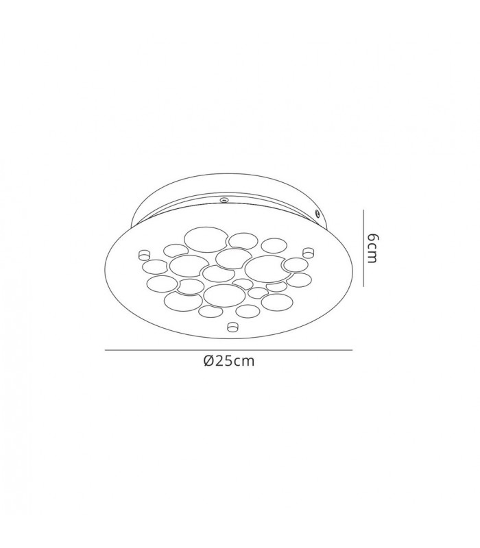 Flush 25cm Round 15.5W LED 4000K Chrome, Crystal Sand, 620lm, - 2