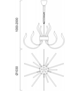 Ceiling Pendant LED Light 256W, 12339lm, 3000K Polished Chrome, White Acrylic - 2