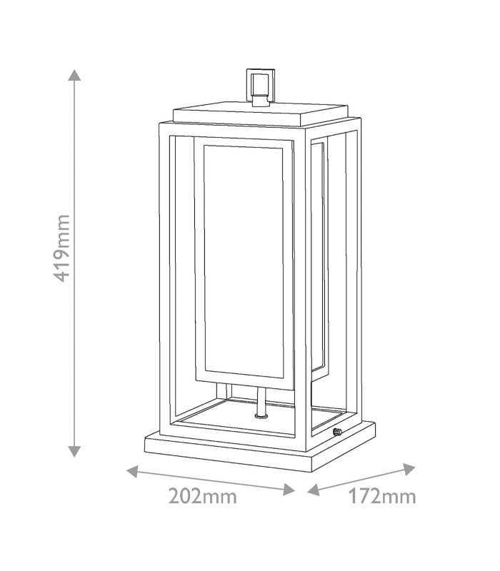 Republic Medium Pedestal Lantern Black IP44-3