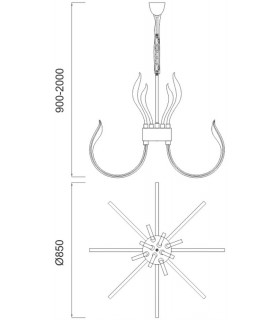 Ceiling Pendant LED Light 155W, 7461lm, 3000K Polished Chrome, White Acrylic - 2